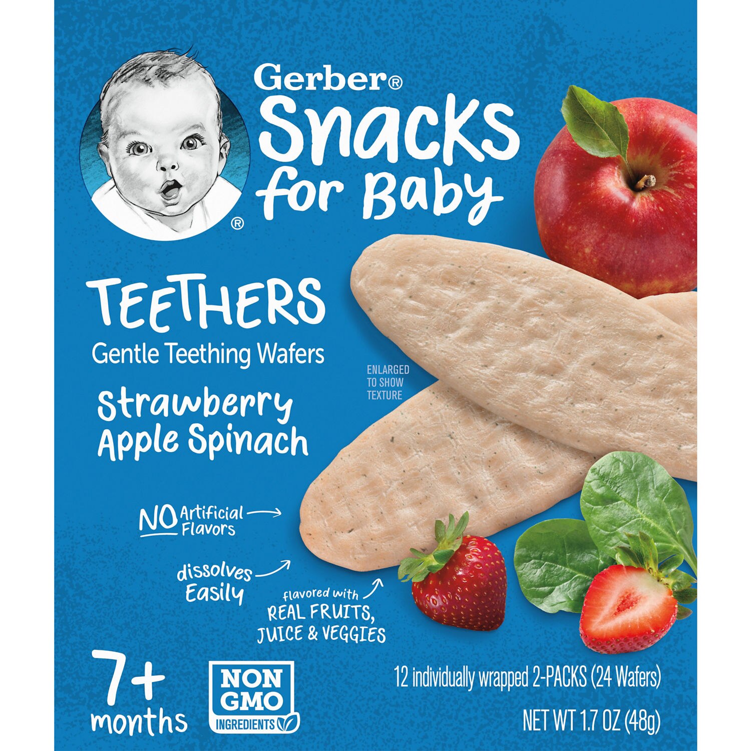 Gerber Teething Wafers, Strawberry Apple Spinach