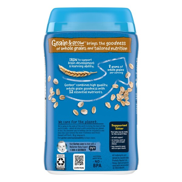 Gerber Grain & Grow Baby Oatmeal, 8 OZ
