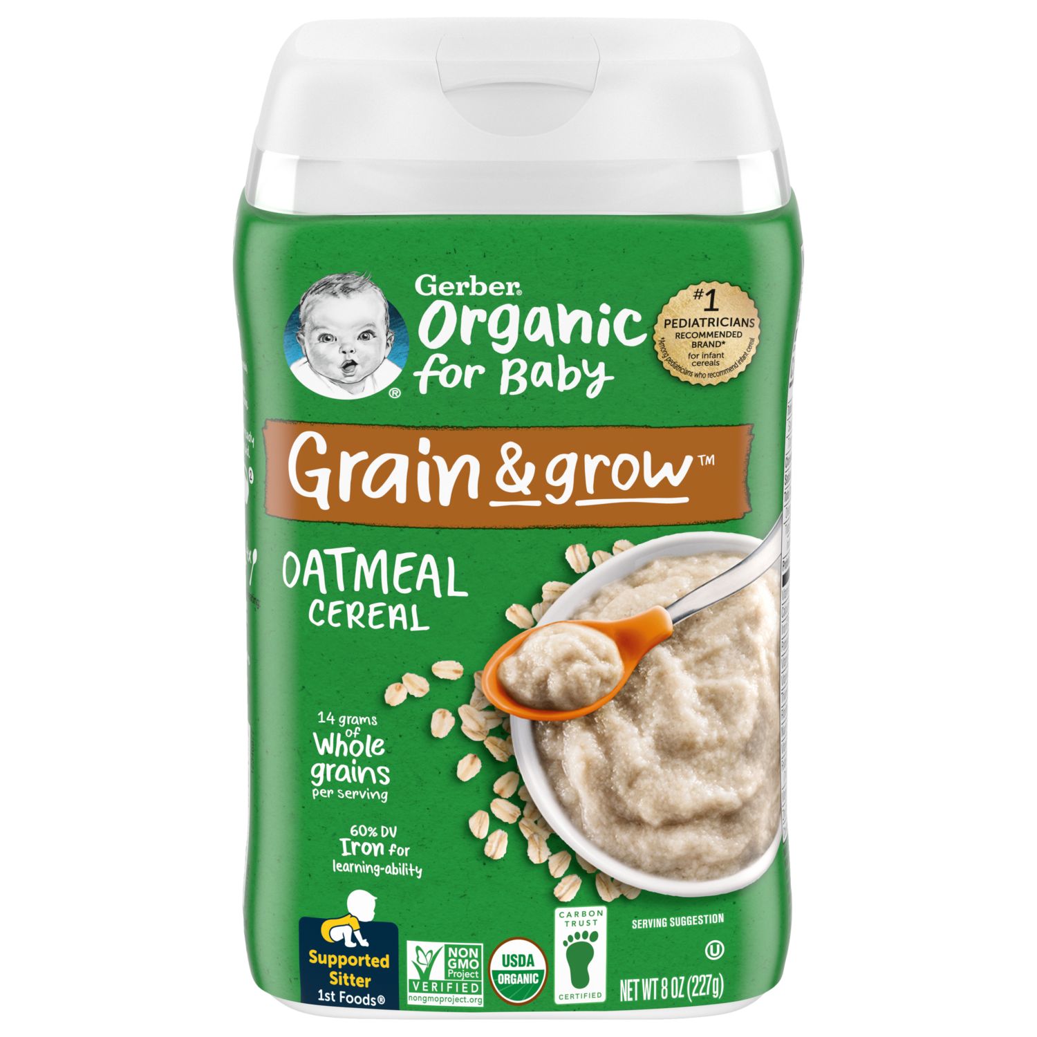 Gerber Organic 1st Foods Grain&Grow Oatmeal Cereal, 8 OZ