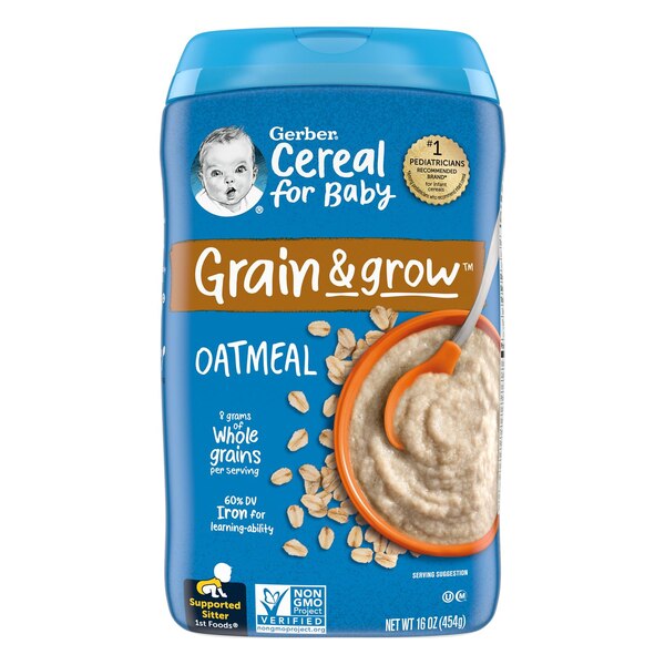 Gerber 1st Foods Cereal for Baby Grain and Grow Baby Cereal, Oatmeal, 16 OZ