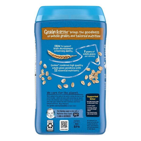 Gerber 1st Foods Cereal for Baby Grain and Grow Baby Cereal, Oatmeal, 16 OZ