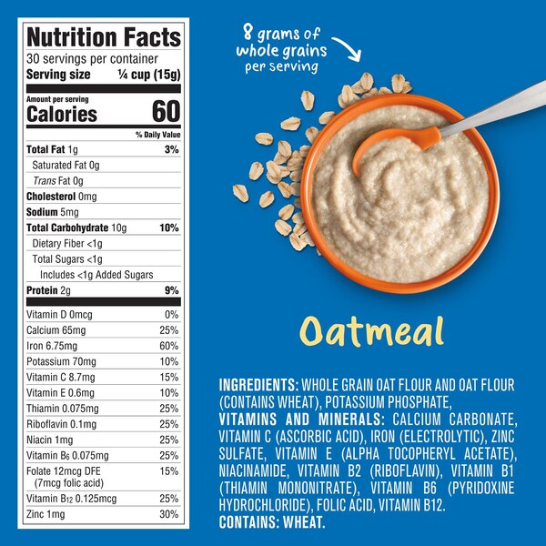Gerber 1st Foods Cereal for Baby Grain and Grow Baby Cereal, Oatmeal, 16 OZ