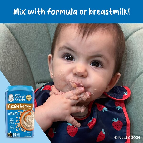 Gerber 1st Foods Cereal for Baby Grain and Grow Baby Cereal, Oatmeal, 16 OZ