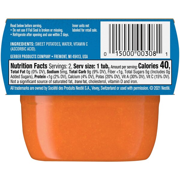 Gerber 1st Foods Natural for Baby Baby Food, Sweet Potato, 2 PK,  2 OZ
