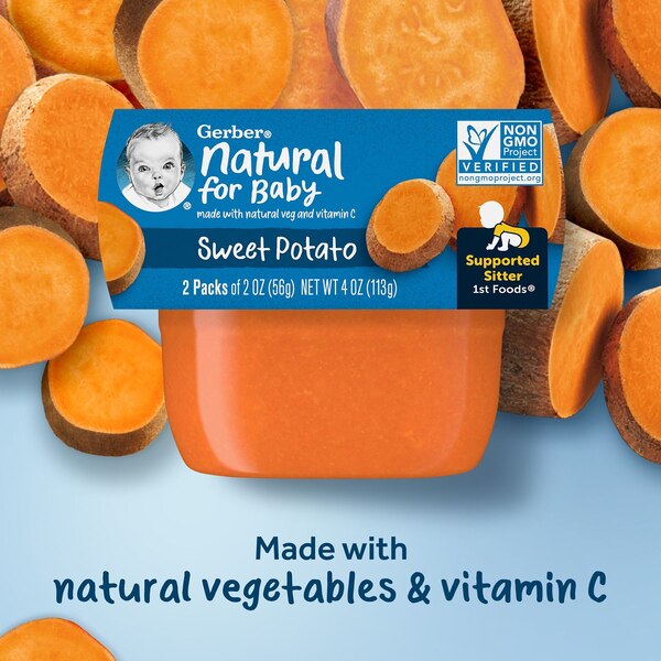 Gerber 1st Foods Natural for Baby Baby Food, Sweet Potato, 2 PK,  2 OZ