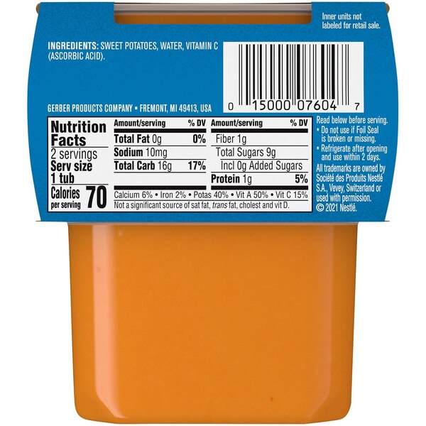 Gerber 2nd Foods Natural for Baby Baby Food, Sweet Potato, 4 OZ, 2 PK