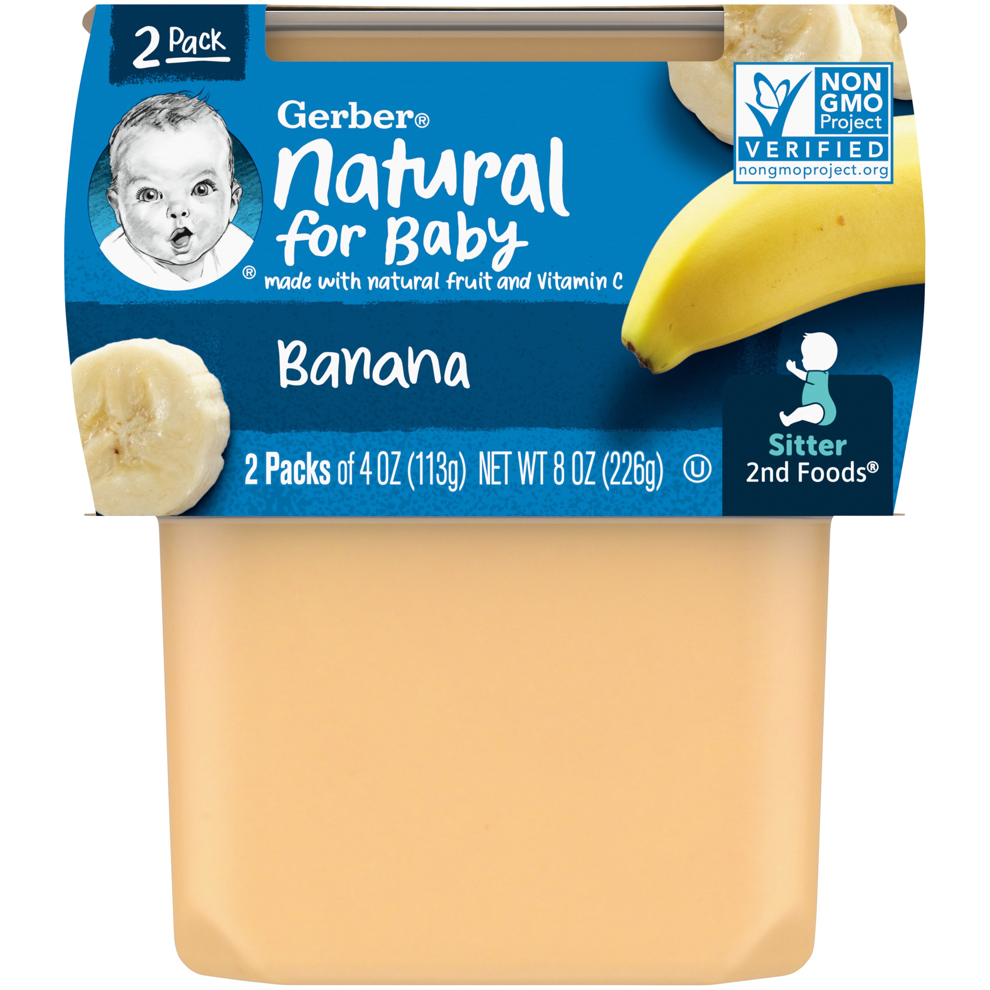 (Pack of 2) Gerber 2nd Foods Banana, 4 oz Tubs