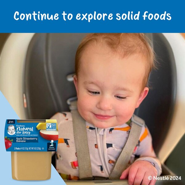 Gerber 2nd Foods Natural for Baby Baby Food, Apple Strawberry Banana, 2 PK, 4 OZ