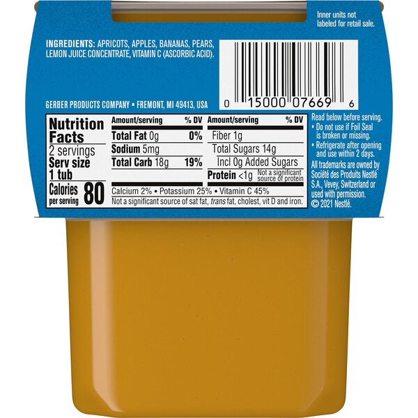 Gerber 2nd Foods Natural for Baby Baby Food, Apricot Mixed Fruit, 2 PK, 4 OZ