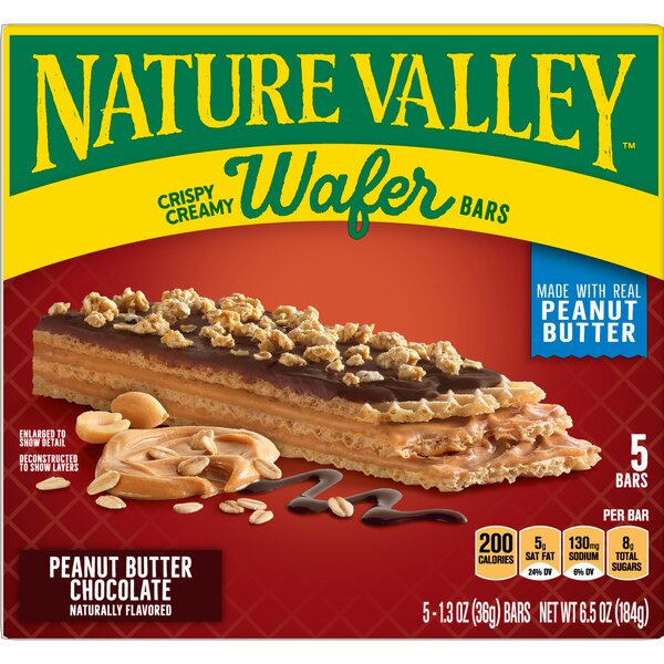 Nature Valley Peanut Butter Chocolate Crispy Creamy Wafer Bars, 5 ct