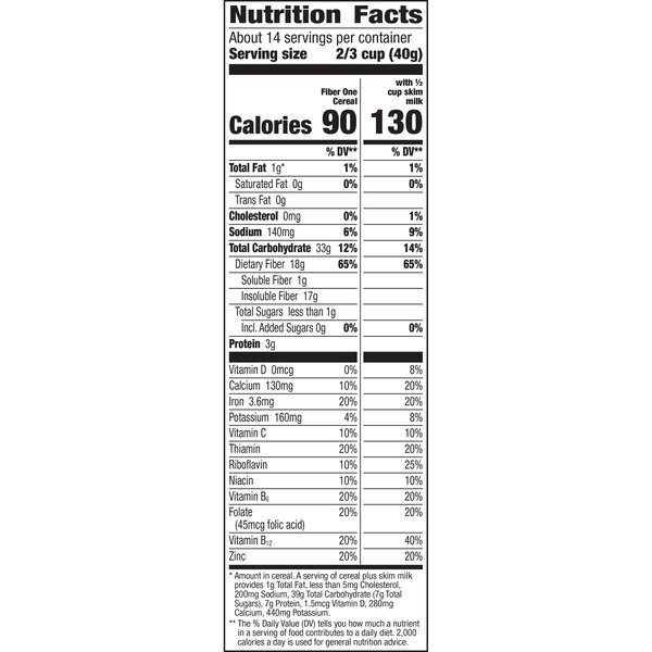 Fiber One Original Bran Cereal, 19.6 oz