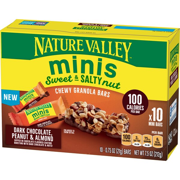 Nature Valley Sweet and Salty Mini Dark Chocolate, Peanut and Almond Granola Bars 10 ct