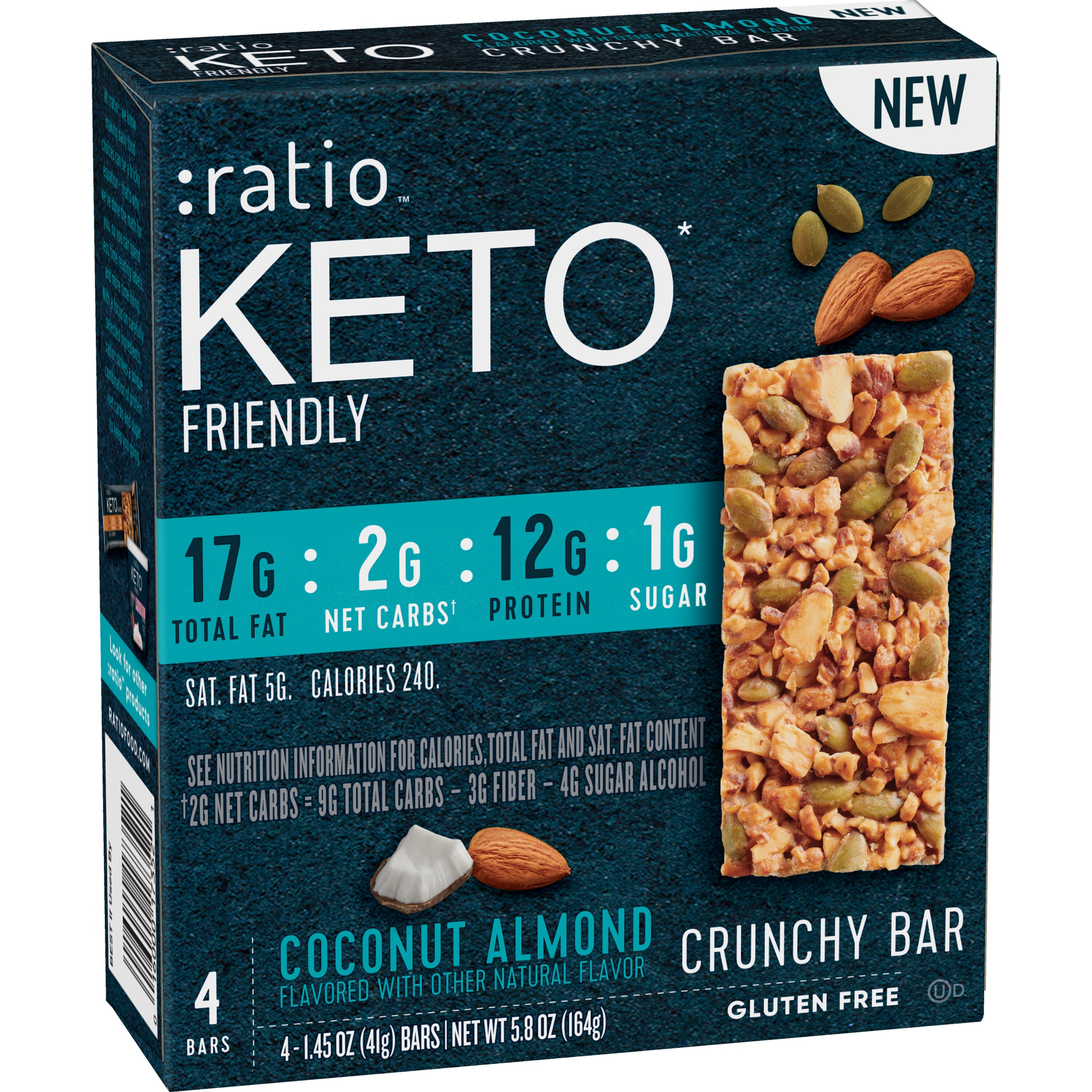 Ratio KETO Friendly Coconut Almond Crunchy Bars, 4 CT