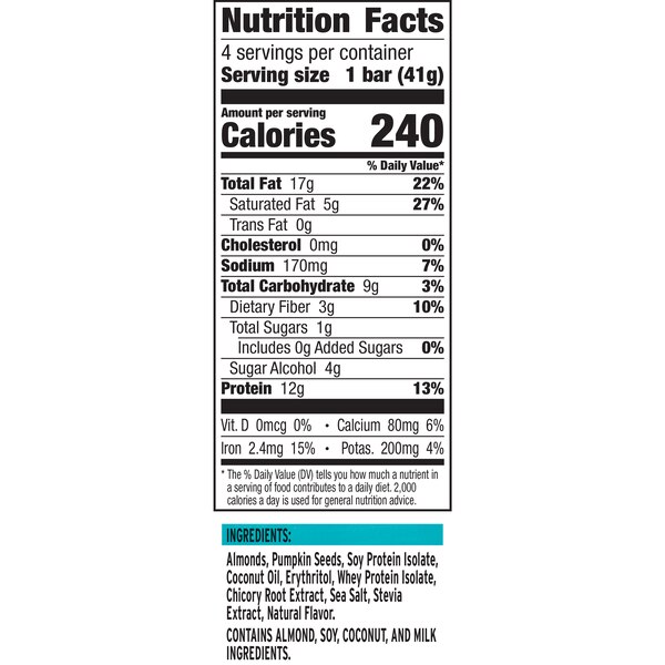 Ratio KETO Friendly Coconut Almond Crunchy Bars, 4 ct