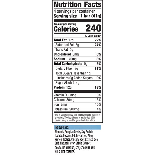 Ratio KETO Friendly Vanilla Almond Crunchy Bars, 4 ct