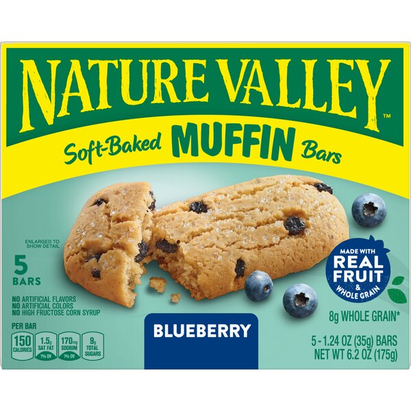 Nature Valley Soft-Baked Muffin Bars, Blueberry, 5 ct, 6.2 oz