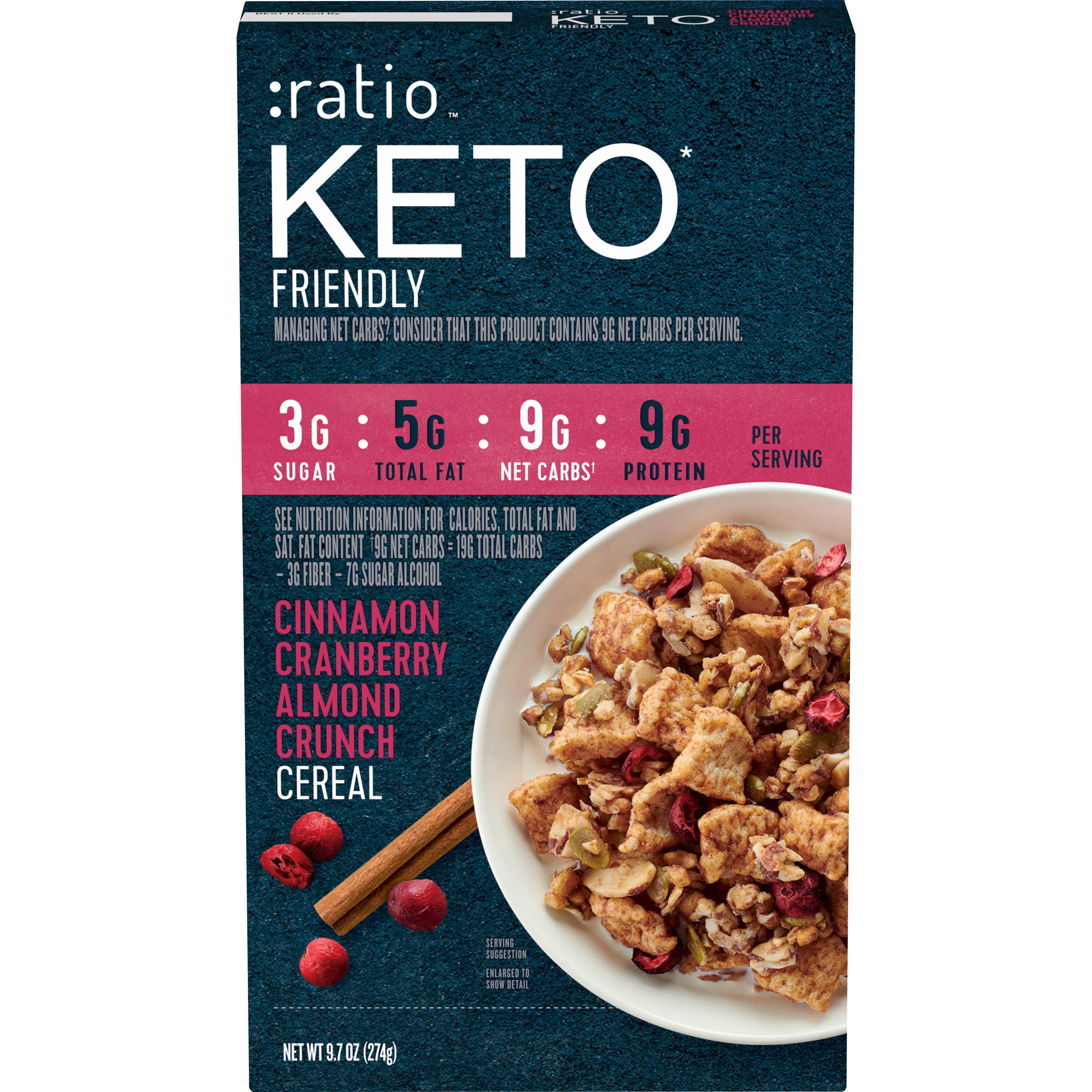 GMI RATIO CEREAL CINNAMON CRANBERRY ALMOND CRUNCH, 9.7OZ
