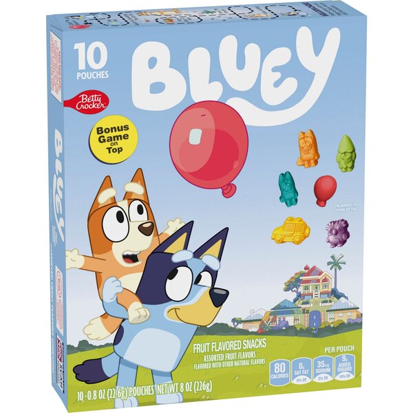 Bluey, Fruit Flavored Snacks, Treat Pouches, Gluten Free Snack, 10 Ct, 8 oz