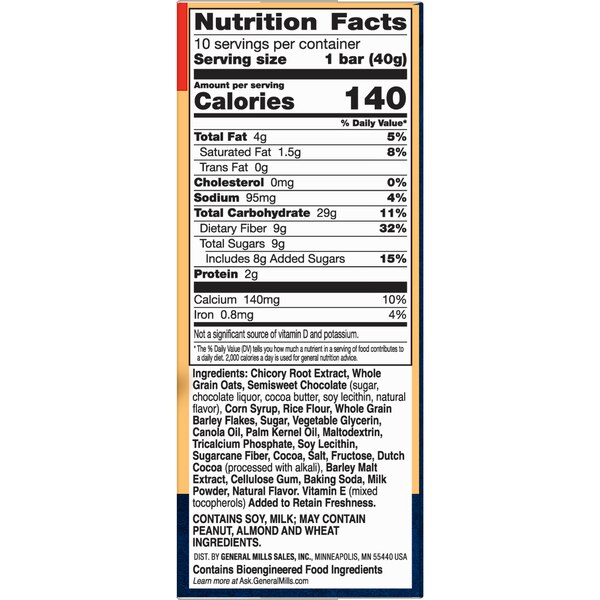 Fiber One Chewy Bars Value Pack, Oats & Chocolate, 10 ct, 14.1 oz