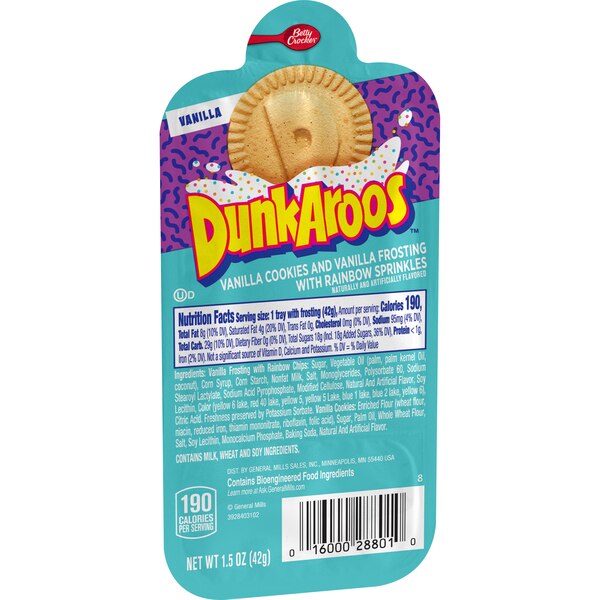 DunkAroos Vanilla Cookies and Vanilla Frosting with Rainbow Sprinkles, 1.5 OZ