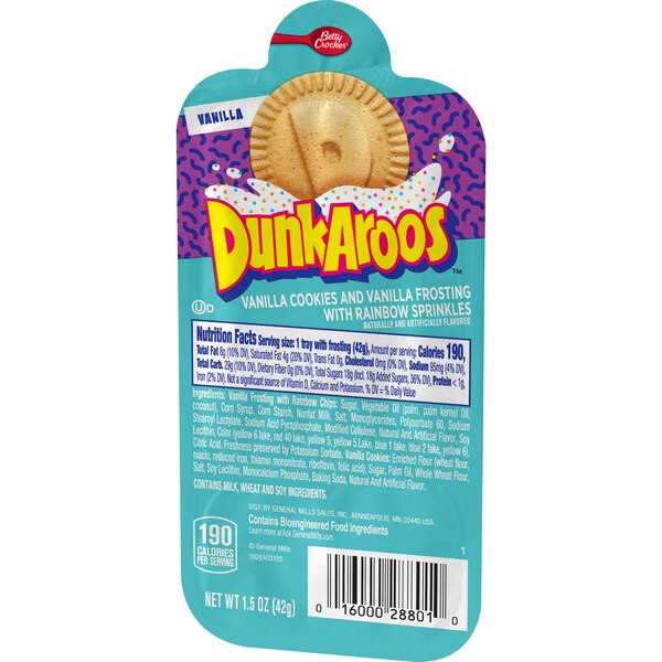 DunkAroos Vanilla Cookies and Vanilla Frosting with Rainbow Sprinkles, 1.5 OZ