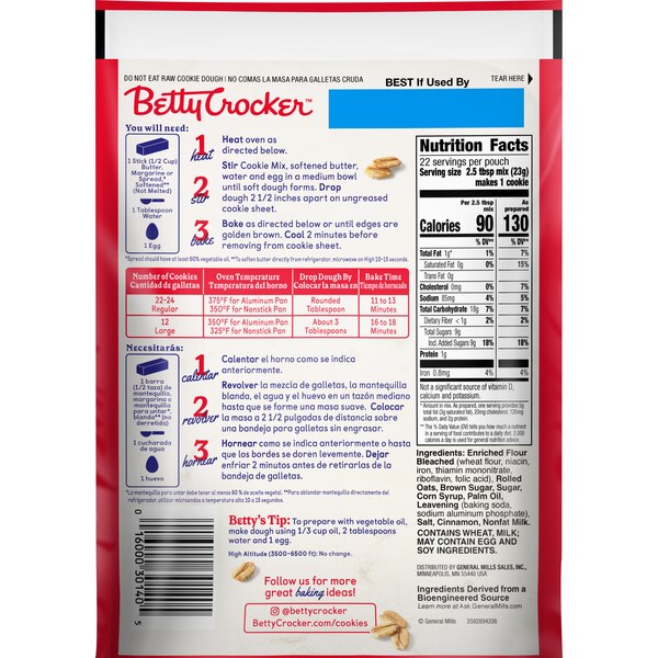 Betty Crocker Oatmeal Cookie Mix, 17.5 OZ