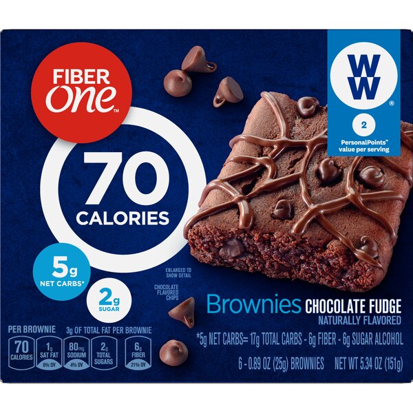 Fiber One 70 Calorie Chocolate Fudge Brownies, 6 ct