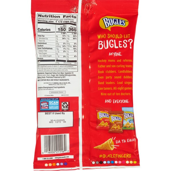 General Mills Bugles Original Flavor Crispy Corn Snacks, 3.7 oz