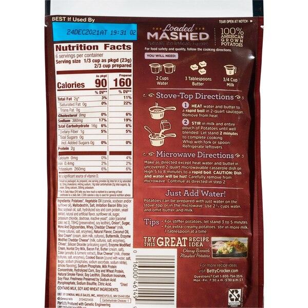 Betty Crocker Loaded Mashed Potato Mix, 4.7 OZ