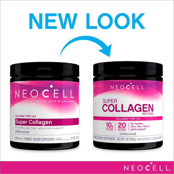 NeoCell Super Collagen Peptides, Unflavored, Powder, 7 oz., 1 Canister