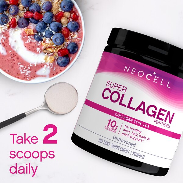 NeoCell Super Collagen Peptides, Unflavored, Powder, 7 oz., 1 Canister