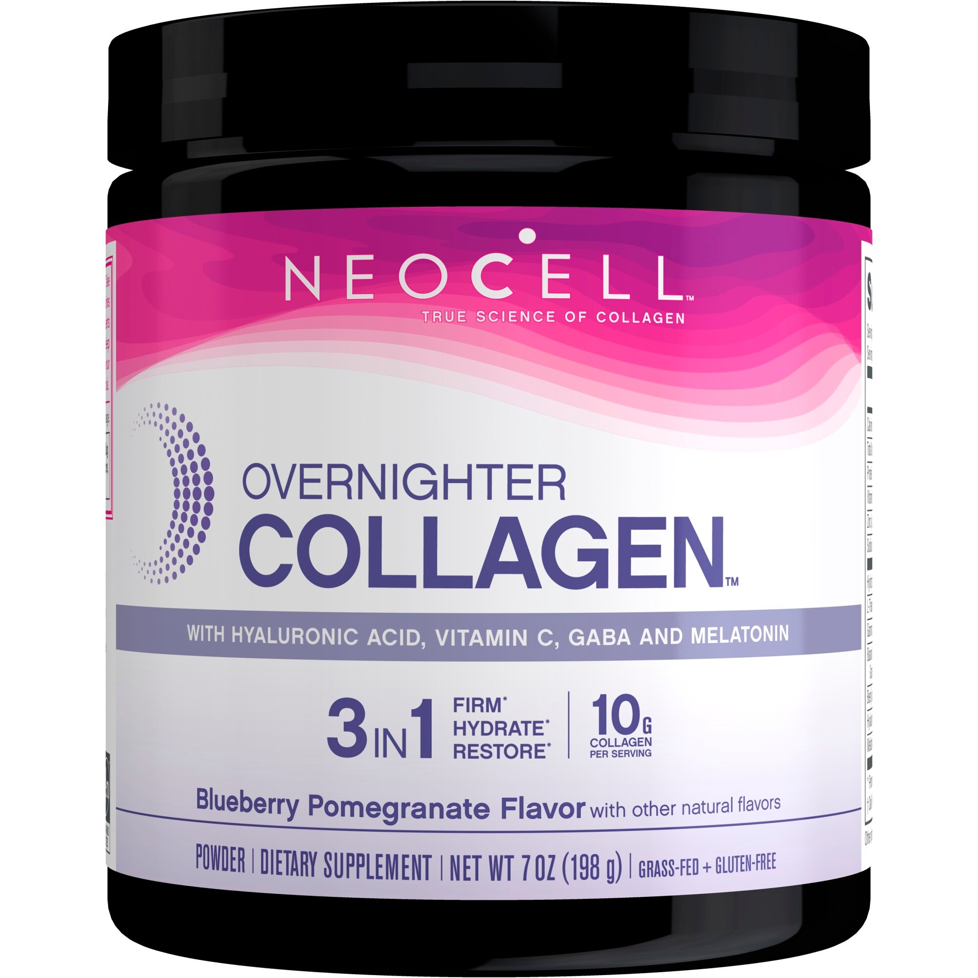 Neocell Overnighter Collagen Powder, 3 in 1 Firm Hydrate Restore, 7 OZ
