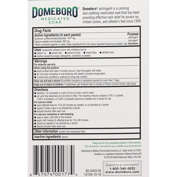 Domeboro Medicated Soak for Rash Relief