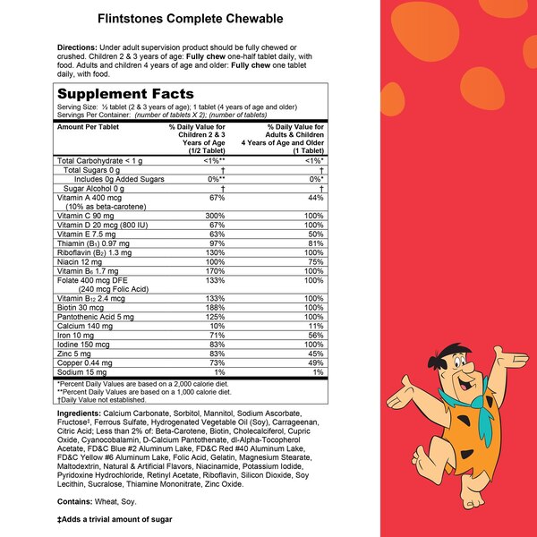Flintstones Complete Children's Multivitamin Supplement Chewable Tablets