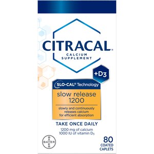 Citracal Slow Release 1200 Calcium With Vitamin D3, Caplets, 80 CT