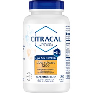 Citracal Slow Release 1200 Calcium With Vitamin D3, Caplets, 80 CT