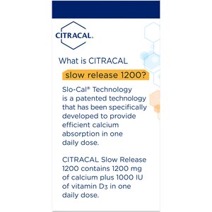 Citracal Slow Release 1200 Calcium With Vitamin D3, Caplets, 80 CT