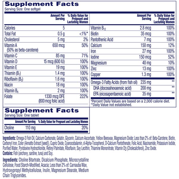 One A Day Prenatal Advanced Multivitamin Softgels & Tablets
