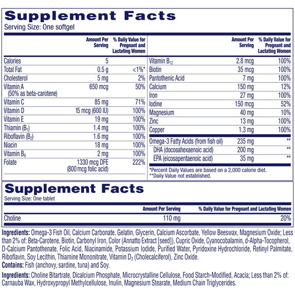 One A Day Prenatal Advanced Multivitamin Softgels & Tablets