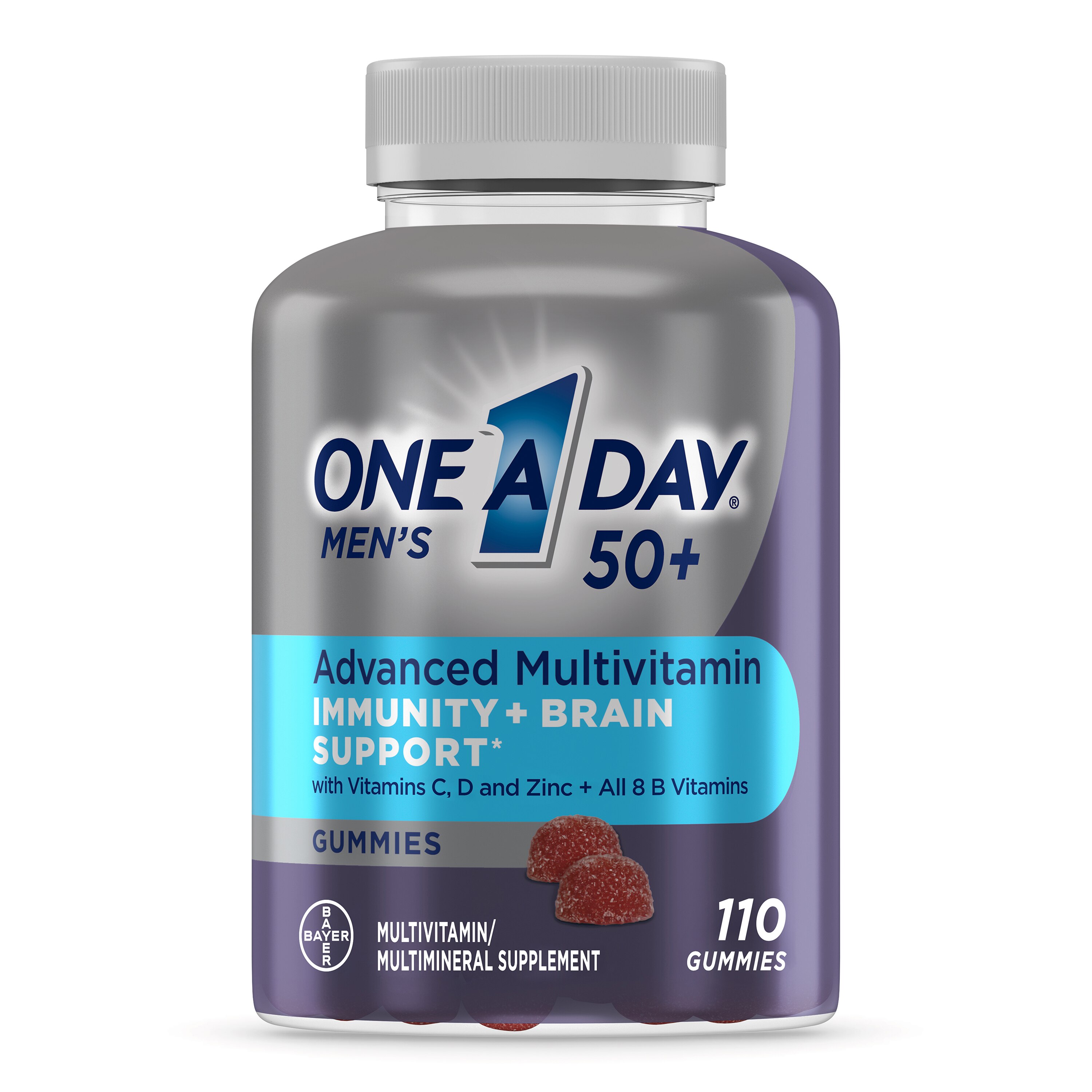One A Day Men's 50+ Advanced Multivitamin Gummies, 110 CT