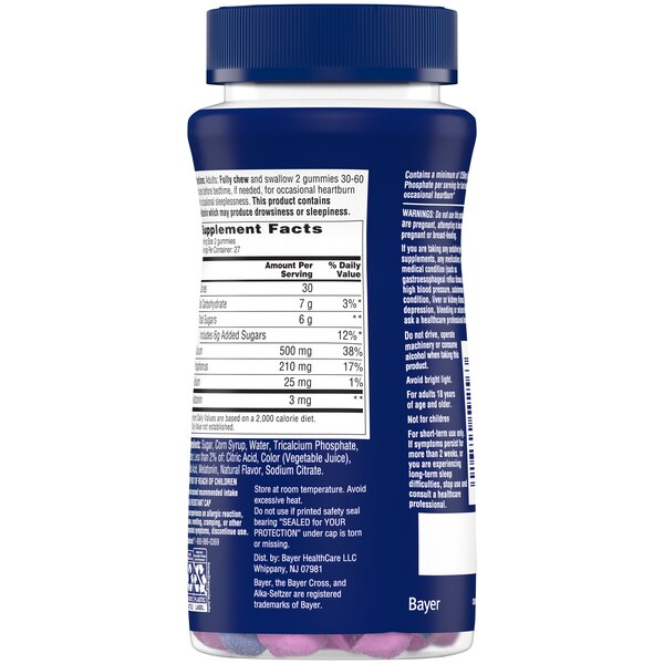 Alka-Seltzer PM Heartburn Relief + Sleep Support Gummies, Mixed Berry, 54 CT