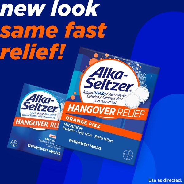 Alka-Seltzer Hangover Relief Effervescent Tablets, Orange Fizz, 20 CT