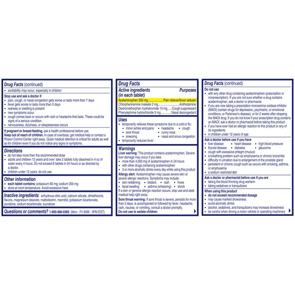 Alka-Seltzer Plus Powerfast Fizz, Severe Cold & Flu Medicine, Strawberry Honey Effervescent Tablets, 24 CT