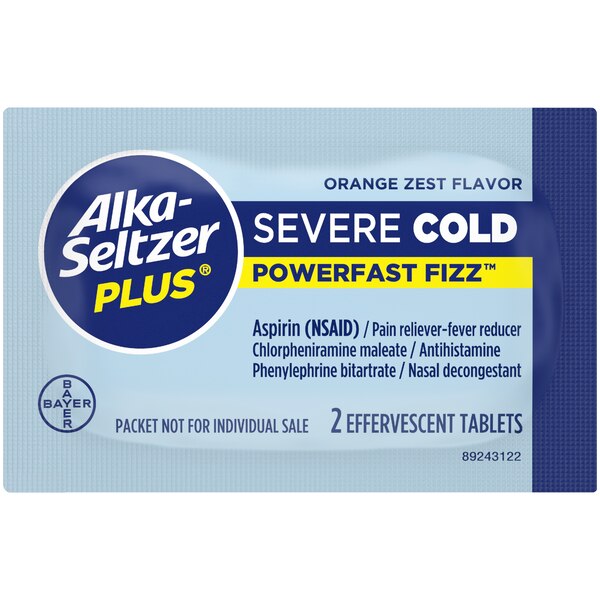 Alka-Seltzer Plus Severe Cold PowerFast Fizz Effervescent Tablet, Orange Zest, 24 CT