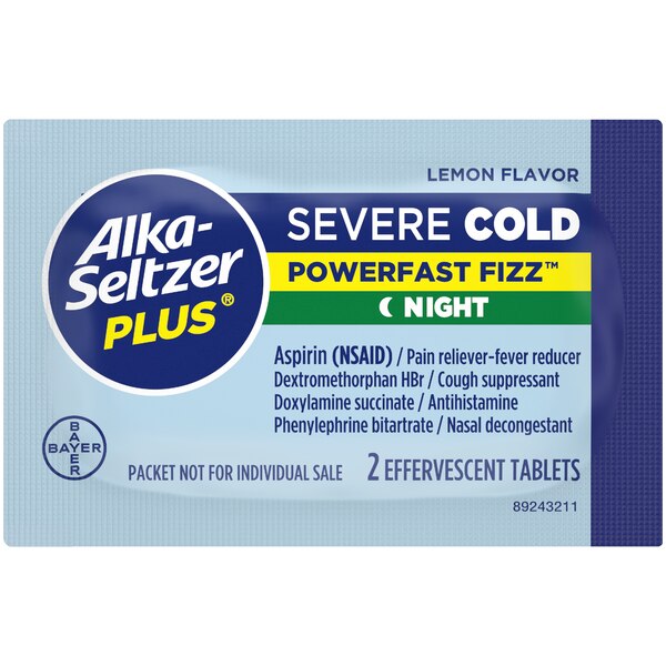 Alka-Seltzer Plus Severe Night Cold PowerFast Fizz Lemon Effervescent Tablets