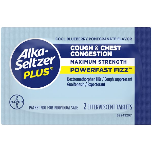 Alka-Seltzer Plus Powerfast Fizz Cough & Chest Congestion, Cool Blueberry Pomegranate, 24 CT