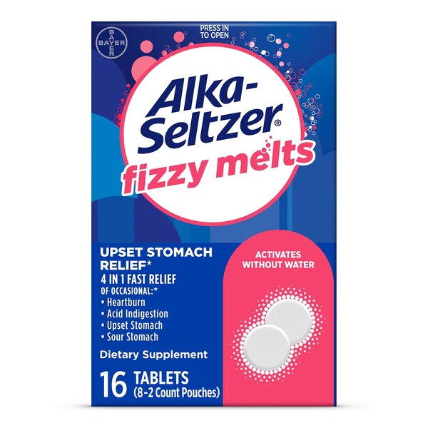 Alka-Seltzer Fizzy Melts Tablets Mixed Berry, 16 CT