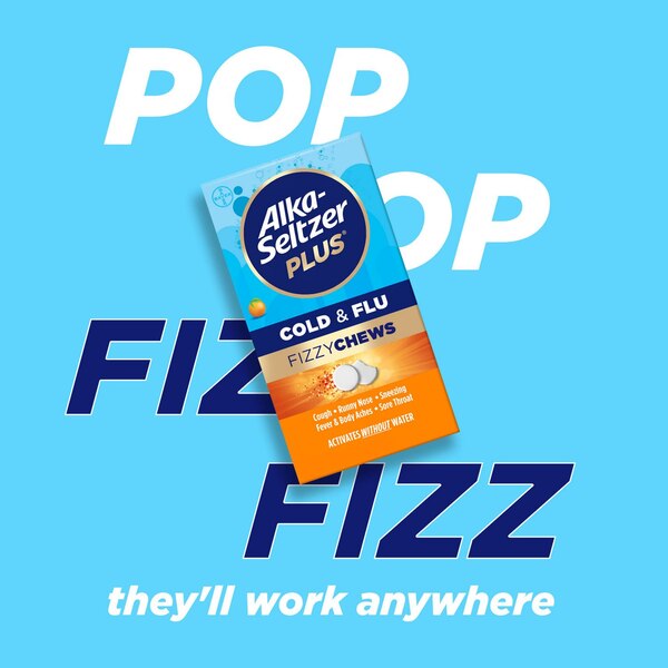 Alka-Seltzer Plus Fizzy Chews Cold & Flu Orange Tablet, 24 CT