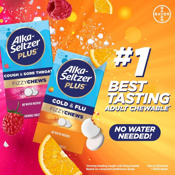 Alka-Seltzer Plus Fizzy Chews Cold & Flu Orange Tablet, 24 CT