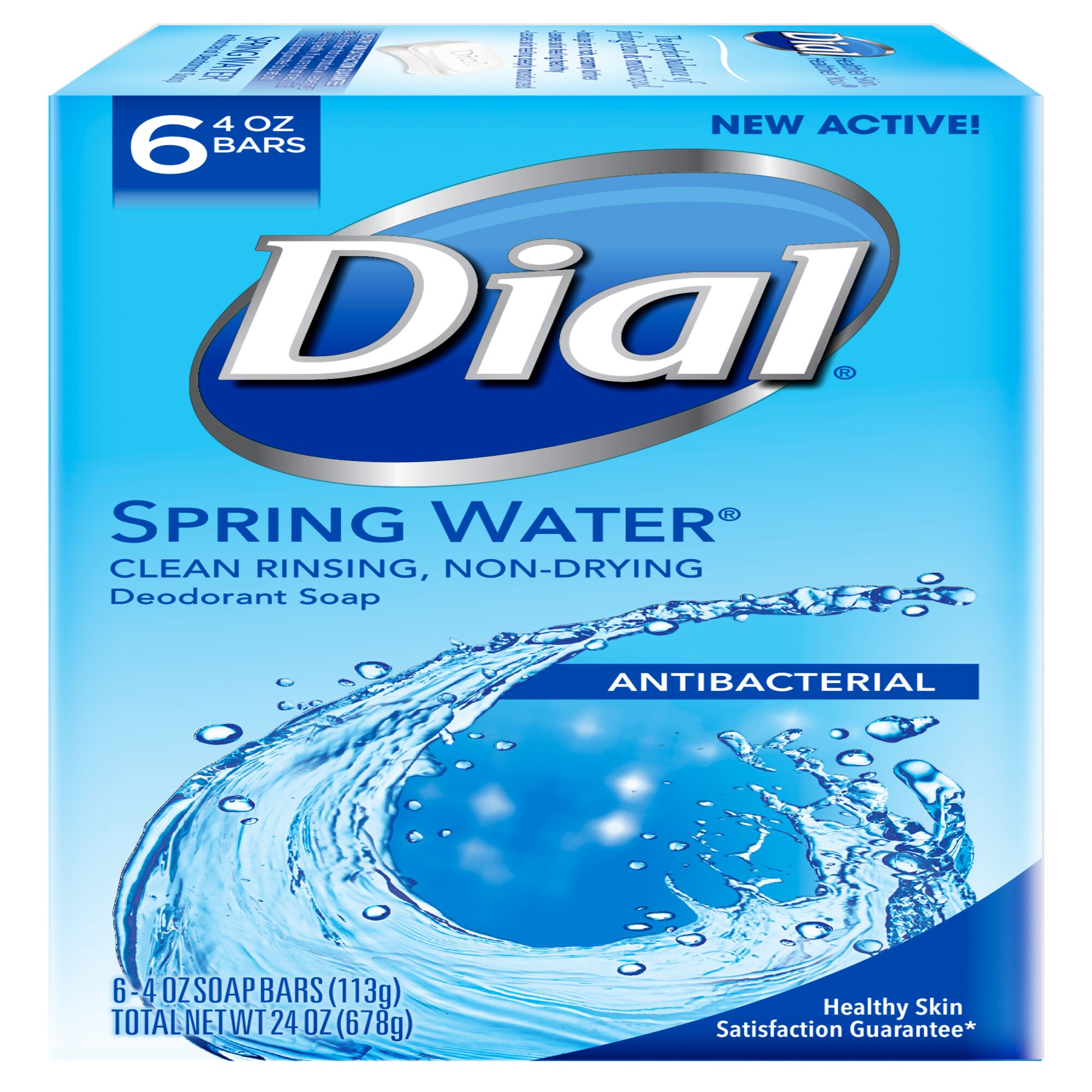 Dial - Jabón de tocador desodorante antibacteriano, Spring Water, 4 oz, 6 u.